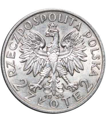 2 złote głowa kobiety 1933, stan 1-, MENNICZA