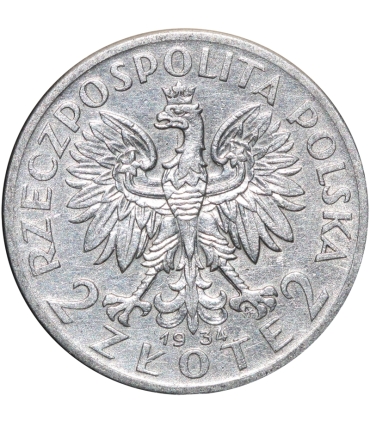2 złote głowa kobiety 1934, stan 3+