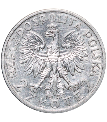 2 złote głowa kobiety 1933, stan 3+