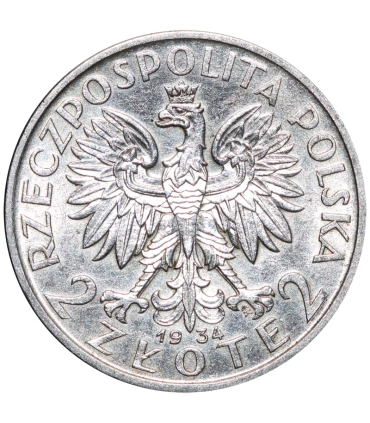 2 złote głowa kobiety 1934, stan 1/1-, MENNICZA