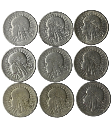 LOT 9 x 2 złote głowa kobiety 1932, 1933, 1934