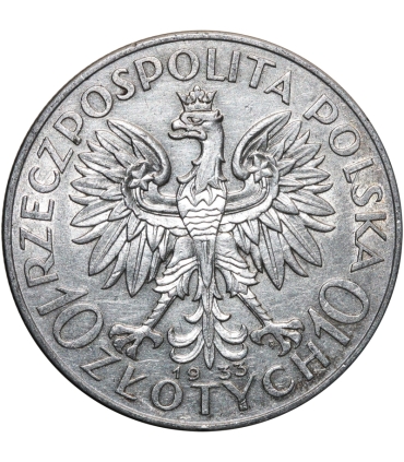 10 złotych Głowa kobiety 1933, stan 2+