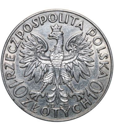 10 złotych Głowa kobiety 1932, stan 2-/3+