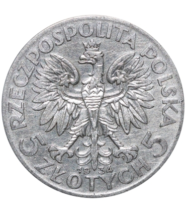 5 złotych głowa kobiety 1934, stan 3