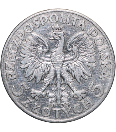 5 złotych głowa kobiety 1933, stan 3/3-