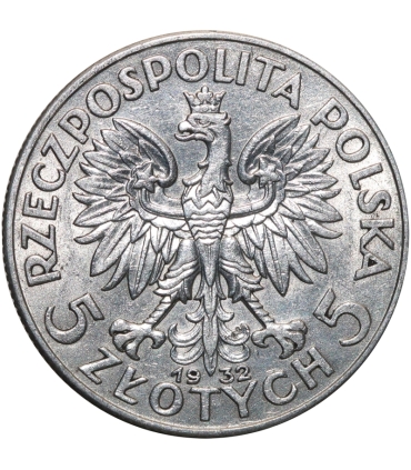 5 złotych głowa kobiety 1932, stan 2+