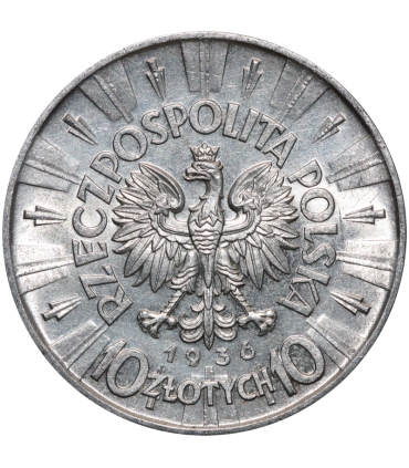 10 złotych Józef Piłsudski 1936, stan 1-/2+