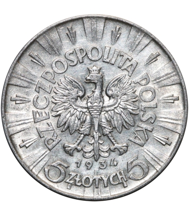 5 złotych Piłsudski 1934, stan 3+