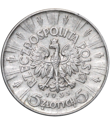 5 złotych Piłsudski 1935, stan 3+