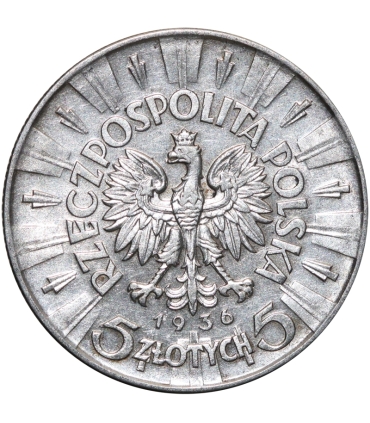 5 złotych Piłsudski 1936, stan 2-/3+