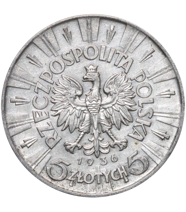 5 złotych Piłsudski 1936, stan 2-/3+