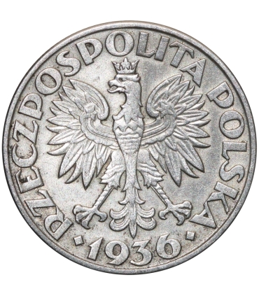 2 zł Żaglowiec 1936, stan 3+