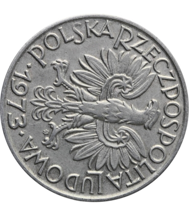 5 zł, Rybak, 1973, destrukt, skrętka w prawo ~100 stopni, stan 2-