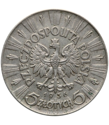 5 złotych Piłsudski 1936, stan 3+