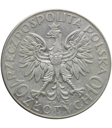 10 złotych Głowa kobiety 1932, stan 2-/3+