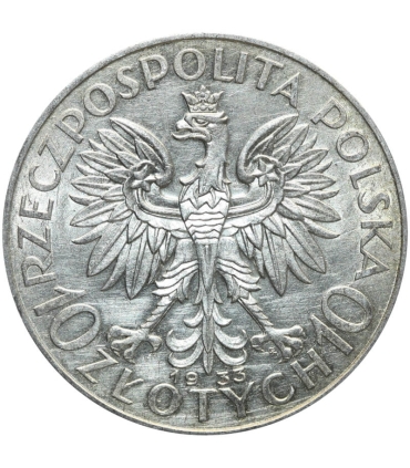 10 złotych Głowa kobiety 1933, stan 2