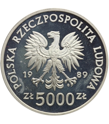 5000 zł, Władysław II Jagiełło - popiersie, 1989 r.