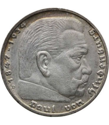 5 marek, Hindenburg, 1937, D, stan 3