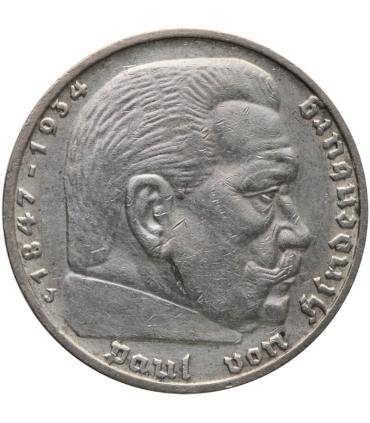 5 marek, Hindenburg, 1936, J, stan 3