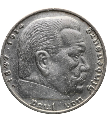 5 marek, Hindenburg, 1936, D, stan 3