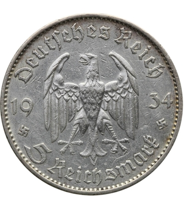 5 marek, Kościół / Wieża, srebro, 1934, E, st. 3
