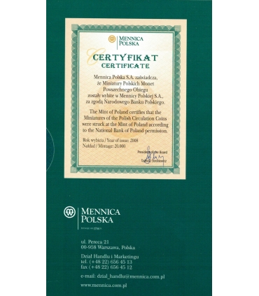 Miniatury Polskich Monet Powszechnego Obiegu 2008, Mennica Polska za zgodą NBP