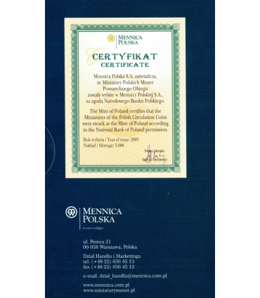 Miniatury Polskich Monet Powszechnego Obiegu 2009, Mennica Polska za zgodą NBP