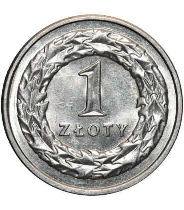 1 złoty, 1992, stan 1-, z rolki bankowej