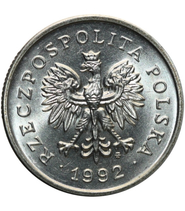 1 złoty, 1992, stan 1-, z rolki bankowej