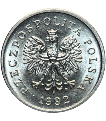 1 złoty, 1992, stan 1-, z rolki bankowej