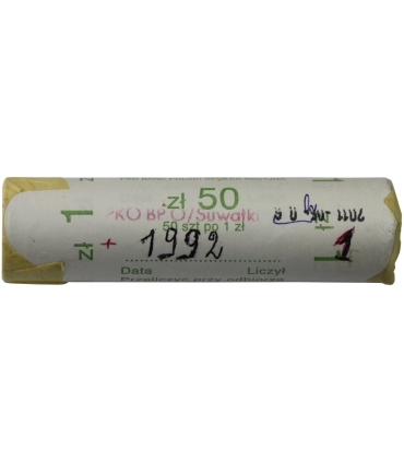 1 złoty, 1992, stan 1-, z rolki bankowej