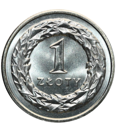 1 złoty, 1992, stan 1-, z rolki bankowej