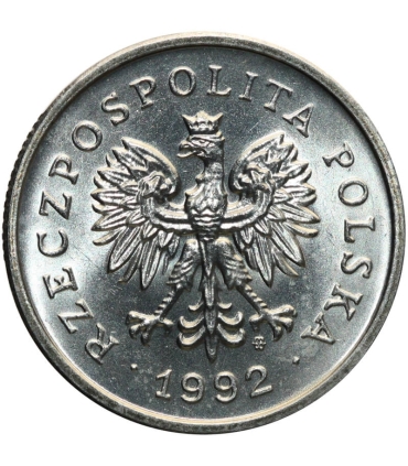 1 złoty, 1992, stan 1-, z rolki bankowej