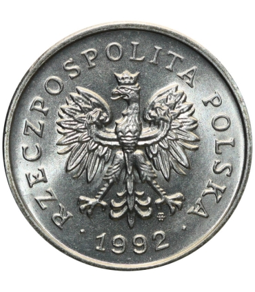 1 złoty, 1992, stan 1-, z rolki bankowej