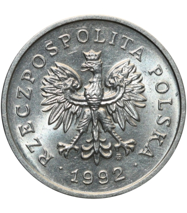 1 złoty, 1992, stan 1-, z rolki bankowej