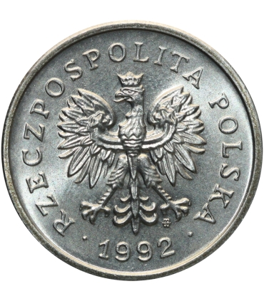 1 złoty, 1992, stan 1-, z rolki bankowej