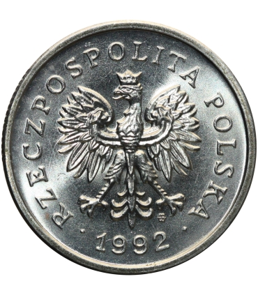 1 złoty, 1992, stan 1-, z rolki bankowej