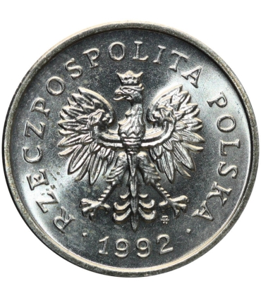 1 złoty, 1992, stan 1-, z rolki bankowej