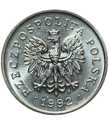 1 złoty, 1992, stan 1-, z rolki bankowej