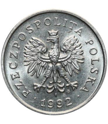 1 złoty, 1992, stan 1-, z rolki bankowej