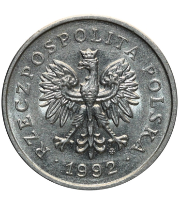 1 złoty, 1992, stan 1-, z rolki bankowej