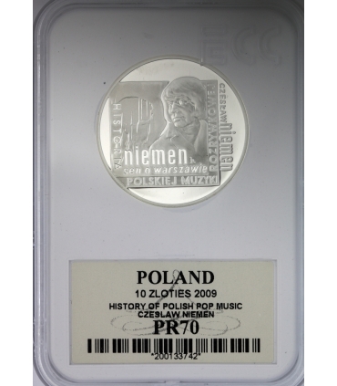 10 zł, Czesław Niemen okrągła, PR70 GCN