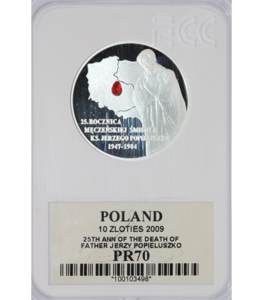 10 zł, 25 rocznica śmierci księdza Popiełuszki (Popiełuszko), GCN PR70