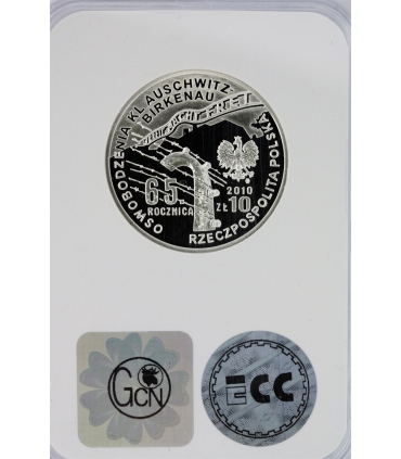 10 zł, 65. rocznica oswobodzenia KL Auschwitz-Birkenau, GCN PR70
