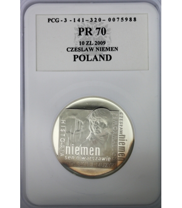 10 zł, Czesław Niemen okrągła, PR70 PCG, patyna