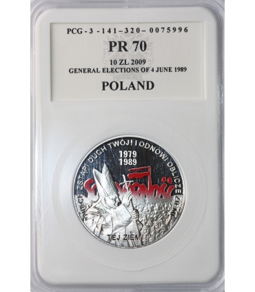 10 zł, Polska droga do wolności (wybory 1989, JPII), PCG PR70, patyna