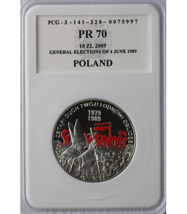 10 zł, Polska droga do wolności (wybory 1989, JPII), PCG PR70, patyna