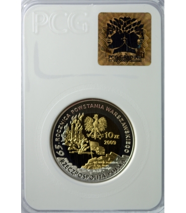 10 zł, Tadeusz Gajcy, 65. rocznica Powstania Warszawskiego, PCG PR70, patyna