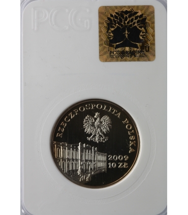 10 zł, 180 lat bankowości centralnej w Polsce, PCG PR70, patyna