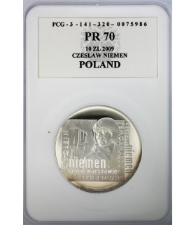10 zł, Czesław Niemen okrągła, PR70 PCG, patyna
